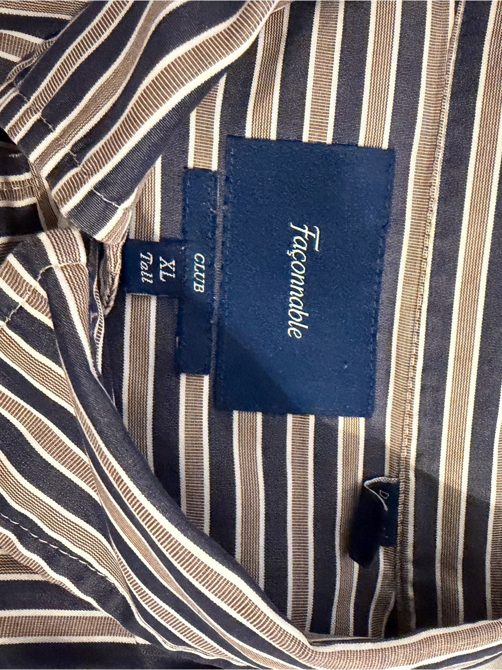 Tommy Bahama Navy and Tan Striped Button-Down Shirt